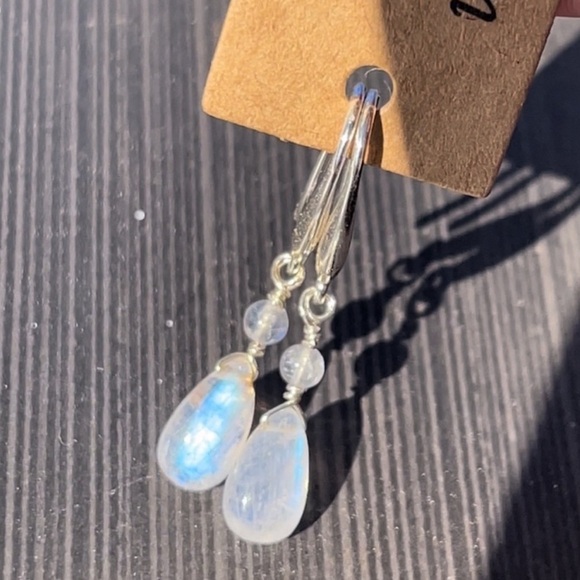 Hand Made Rainbow Moonstone Earrings! - Picture 1 of 4